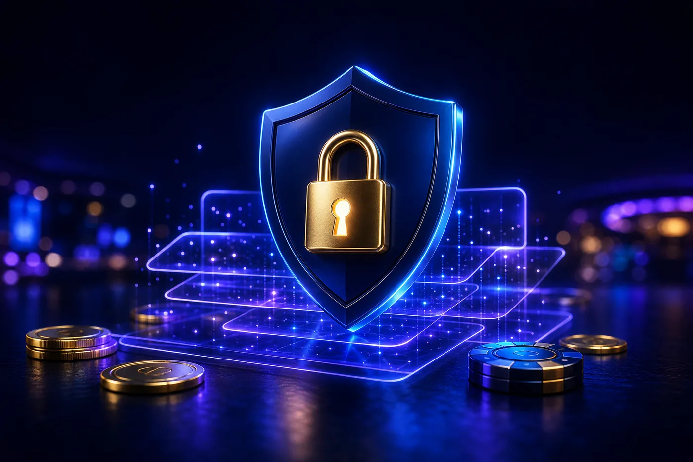 Candado digital sobre un escudo que simboliza la protección de datos personales